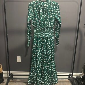Elle.Oh.Elle Green Floral Long Sleeve Dress